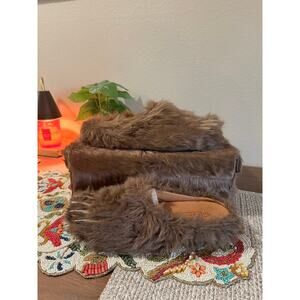 Bravest Studios Bear Claw Mules Brown Black Fuzzy Slip On Faux Fur Slippers